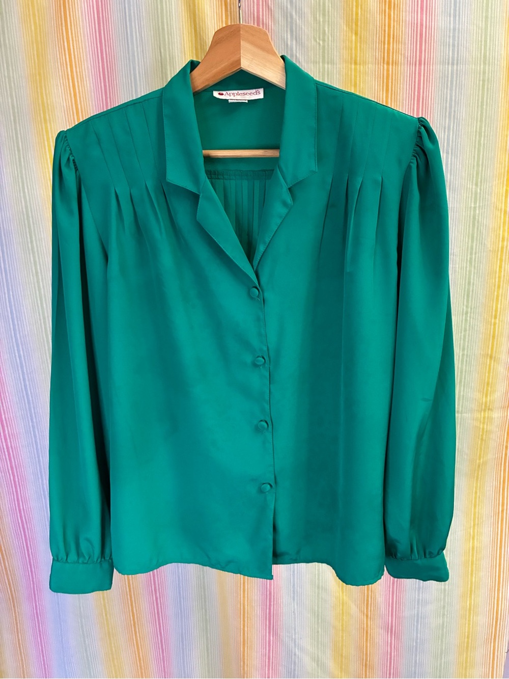 Vintage Appleseed’s Emerald Green Button-Front Women's Blouse size 10